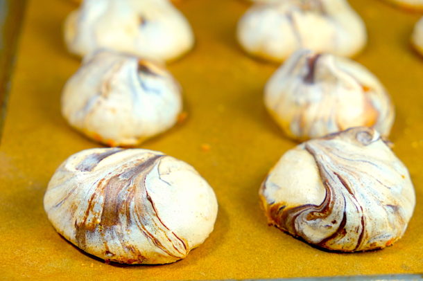 Meyer Lemon & Chocolate Swirl Meringue Cookies