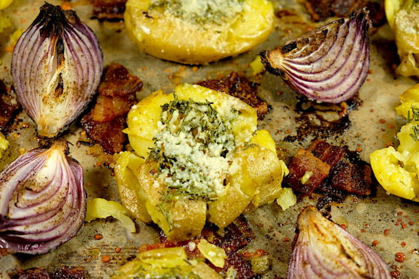 Oven Roasted Rosemary Smashed Potatoes