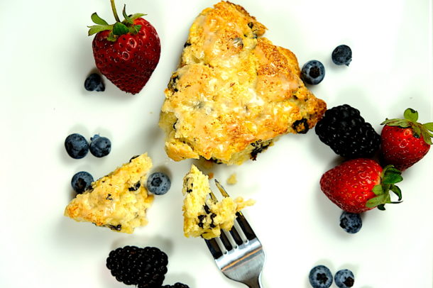 Scones with orange icing