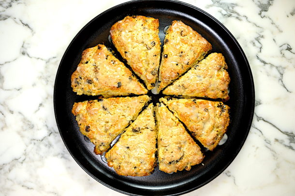 Scones with orange icing