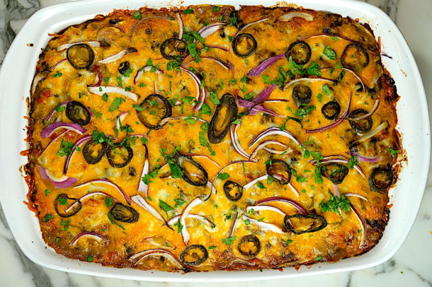 Chicken Veggie Enchilada Casserole