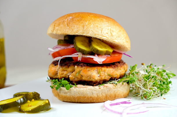 Tequila Lime Salmon Burgers
