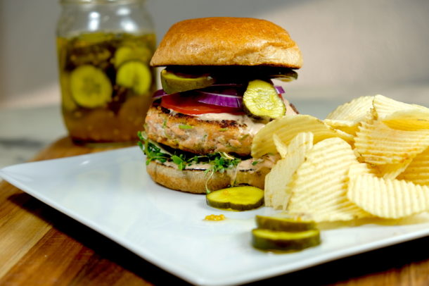 Tequila Lime Salmon Burgers