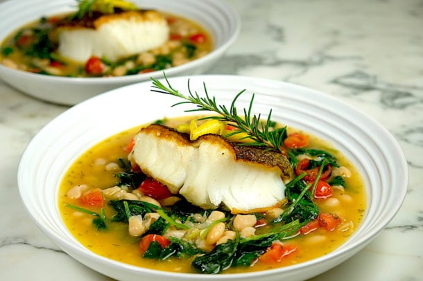 Seared Sea Bass with Cannelloni Beans