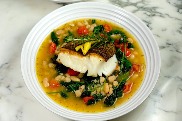 Seared Sea Bass with Cannelloni Beans