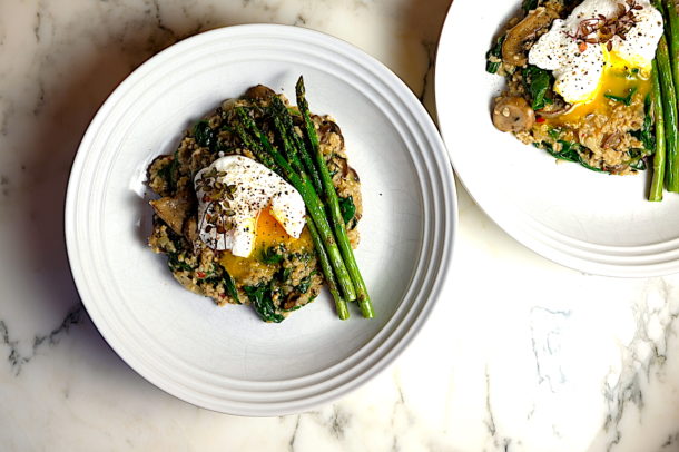 Mushroom and Spinach Savory Oatmeal