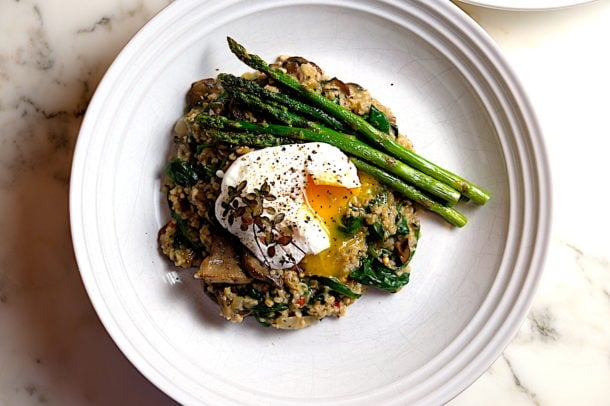 Mushroom and Spinach Savory Oatmeal