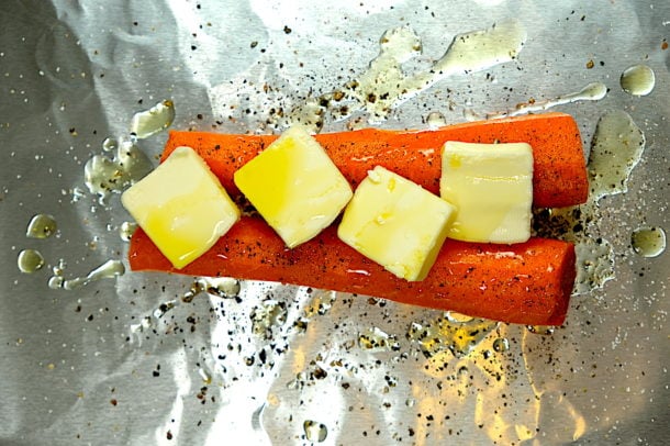 Steakhouse carrots on the grill